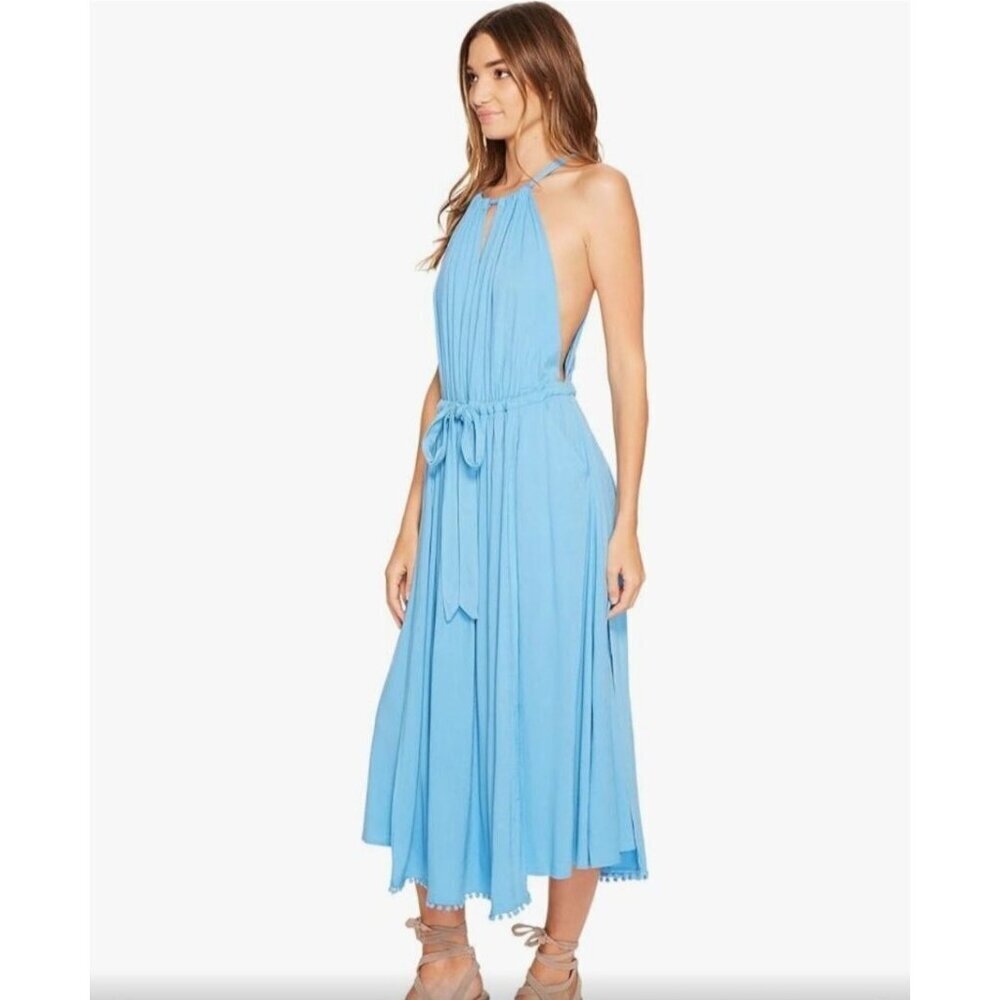 Free People Spring Love Boho Casual Vacation Summer Midi Dress Small Blue Pocket